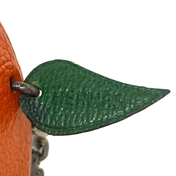 Auth HERMES Fruit Bag Charm - Orange Green Silver Leather Hardware None - Picture 2 of 6